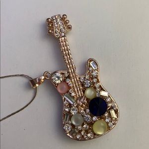beaded guitar necklace with chain OR keychain
